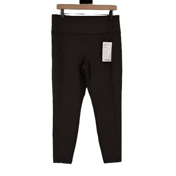 SOLD Athleta Delancey Houndstooth Tight Pants Black Brown Large Back Zip Pockets - Picture 2 of 14